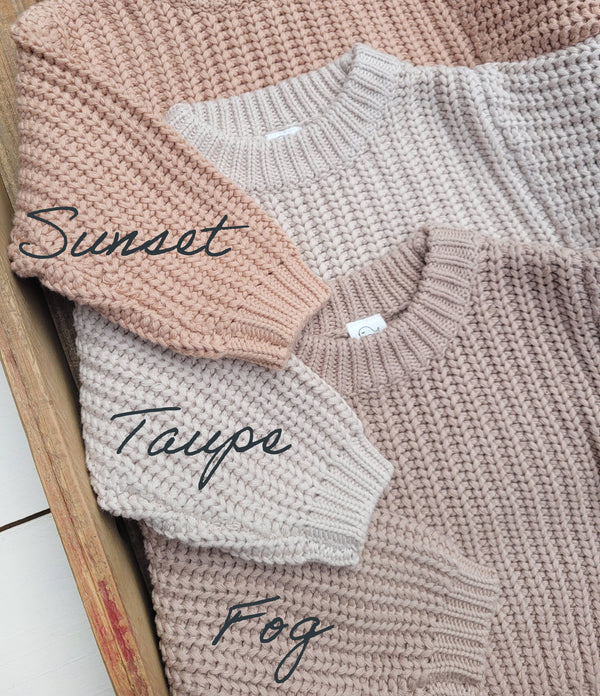 Baby Sweater Chunky Braided knit Cotton oversize style: 6-12m / Fog Sweater