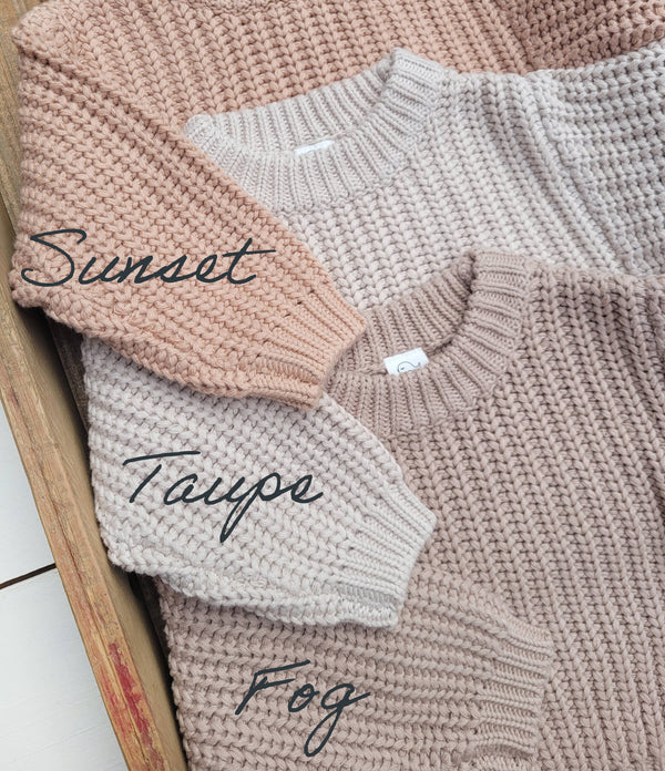 Baby Sweater Chunky Braided knit Cotton oversize style: 6-12m / Sunset Sweater