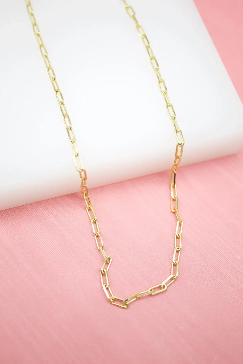 18K Gold Filled 3mm Paper Clip Chain - 18 inch