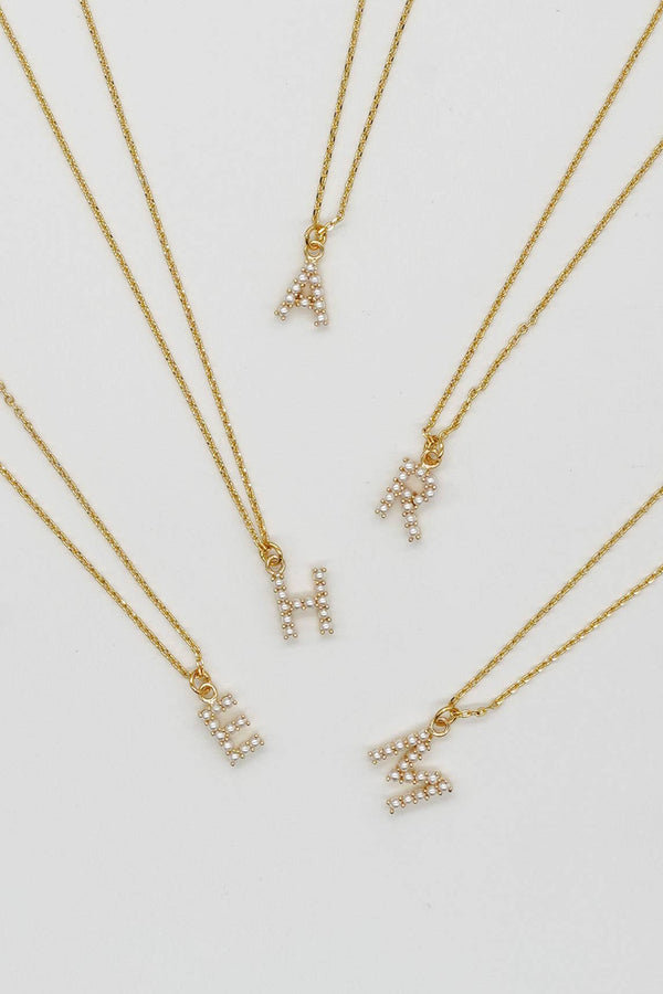 Dainty Love Pearl Initial Necklace