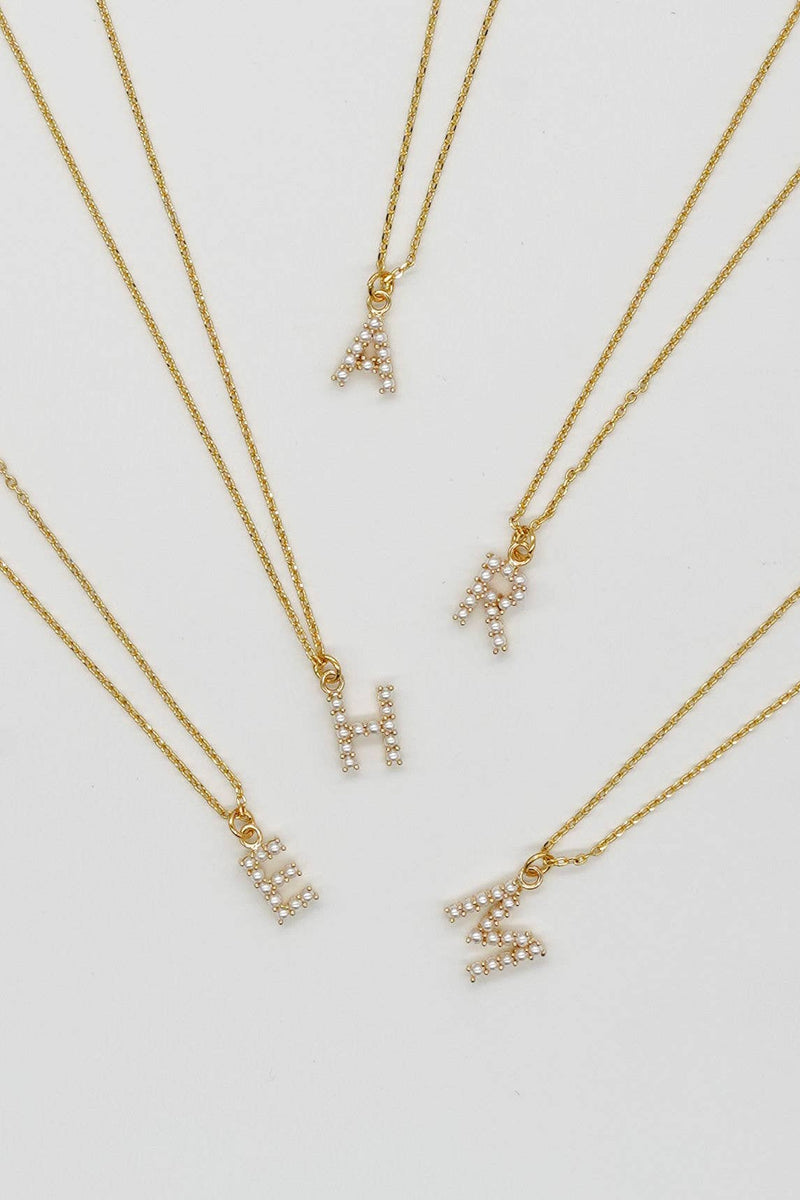 Dainty Love Pearl Initial Necklace