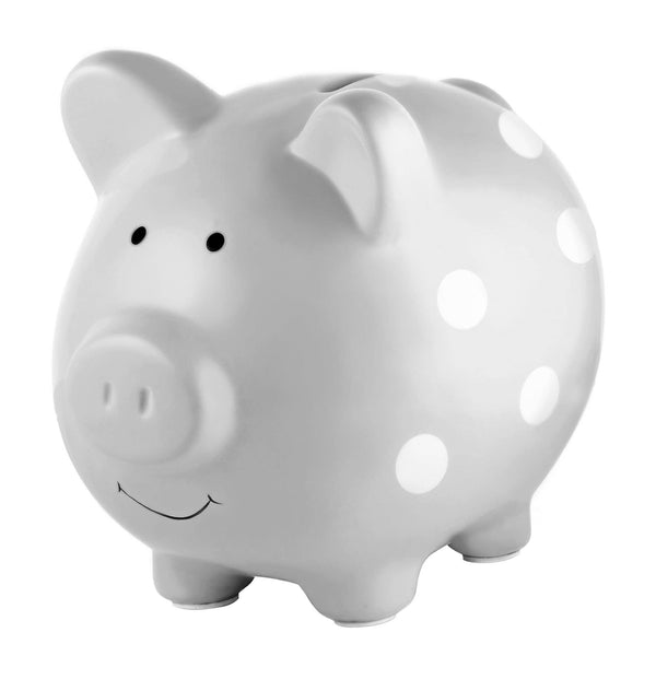 Grey Polka Dot Piggy Bank