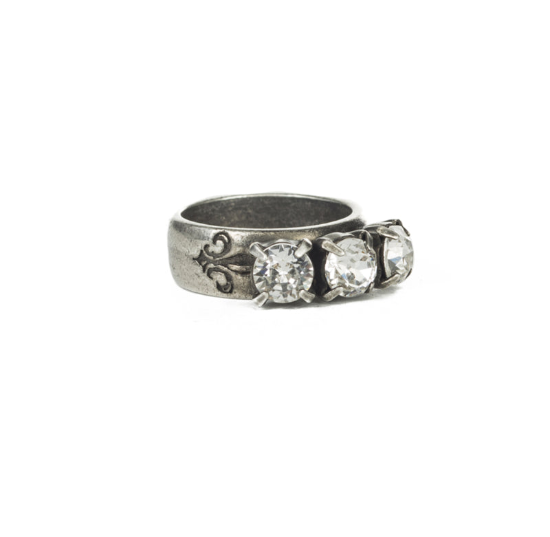 Triple Austrian Crystal Ring - Silver