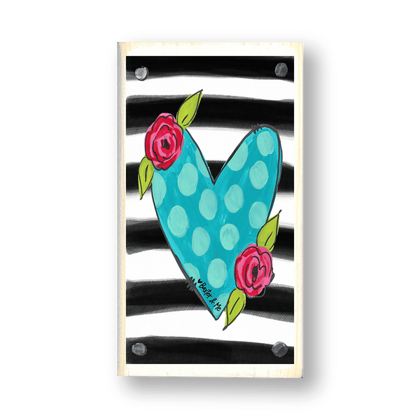 Striped Floral Happy Block