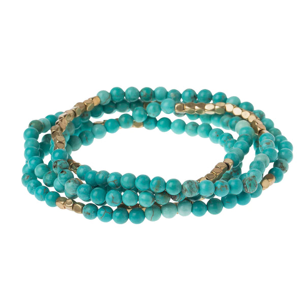 Stone Wrap Bracelet/Necklace Turquoise/Gold - Stone of the Sky