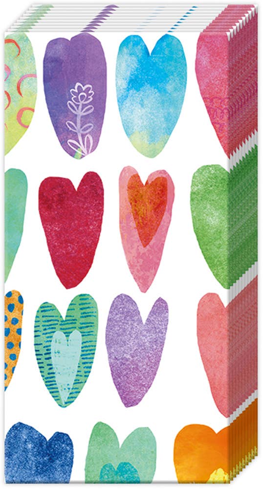 Pocket Tissues / Rainbow Hearts Valentine
