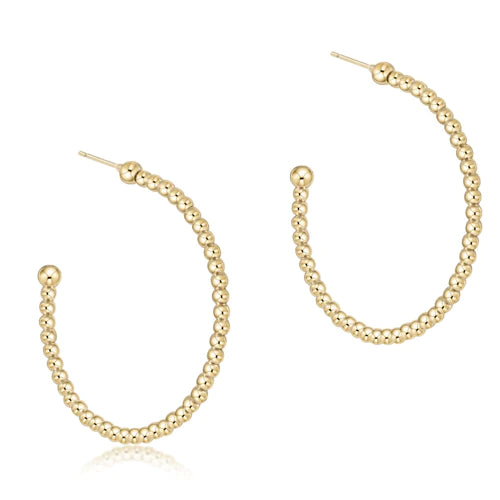 Beaded Classic 1.25” Post Hoop 2mm Gold