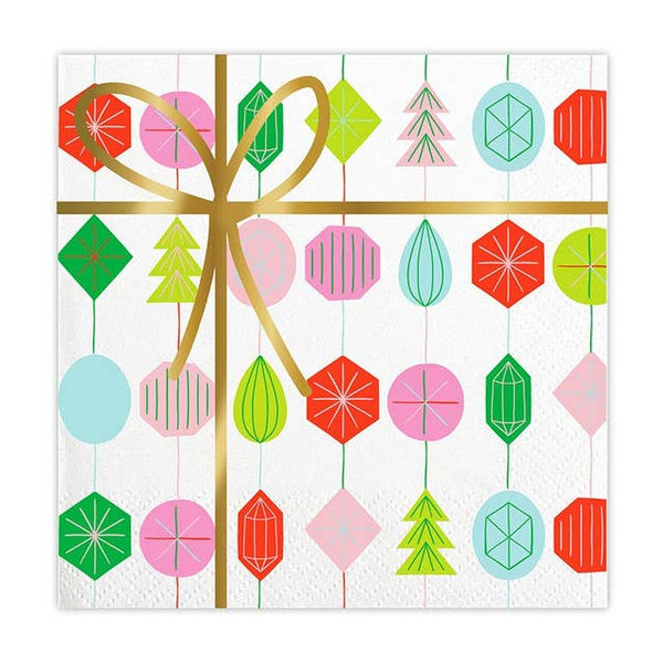 Ornaments 5" Foil Beverage Napkins