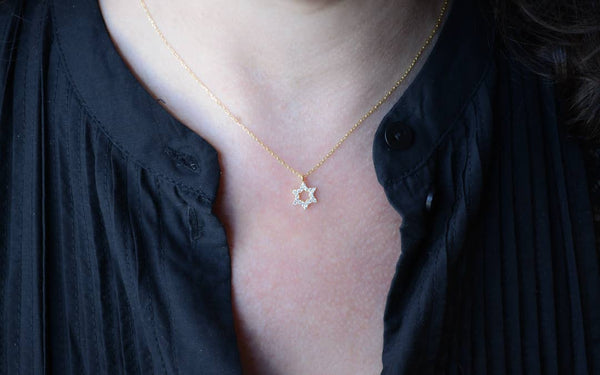Gold necklace with cubic zirconia Star Of David