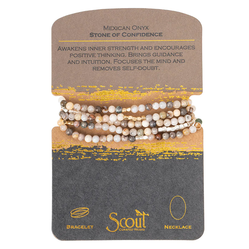 Stone Wrap Bracelet/Necklace Mexican Onyx Stone - Stone of Confidence