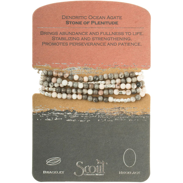 Stone Wrap Bracelet/Necklace Dendritic Ocean Agate - Stone of Plentitude
