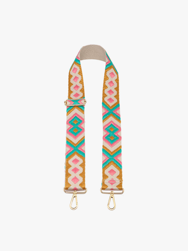 Pink/Green Bohemian Guitar Strap