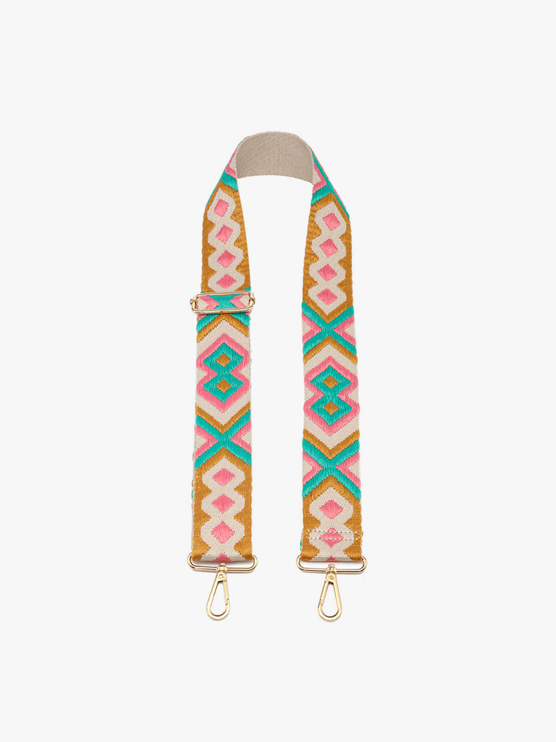 Pink/Green Bohemian Guitar Strap