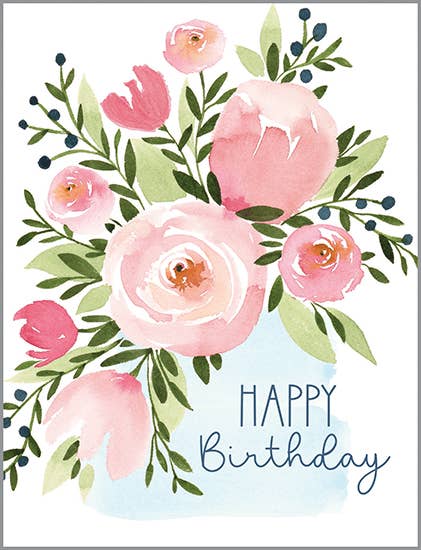 Birthday Card - Pink Roses