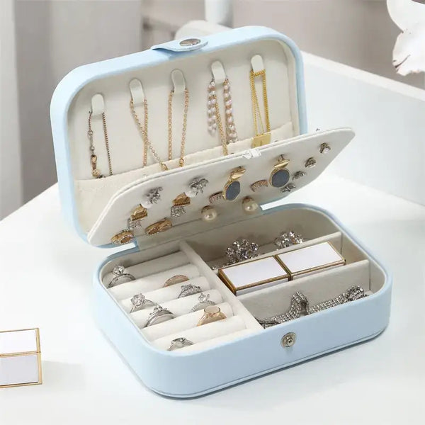 Portable Travel Jewelry Box - Sky Blue