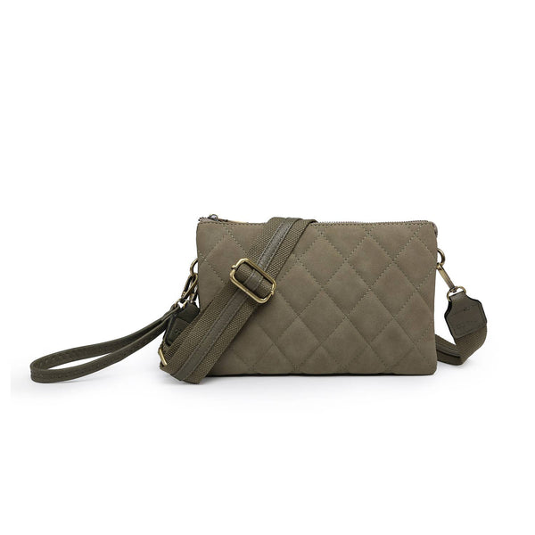 Izzy Quilted Crossbody w/ Guitar Strap: Olive