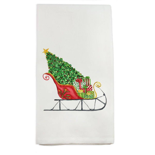 Santa Sleigh Dishtowel