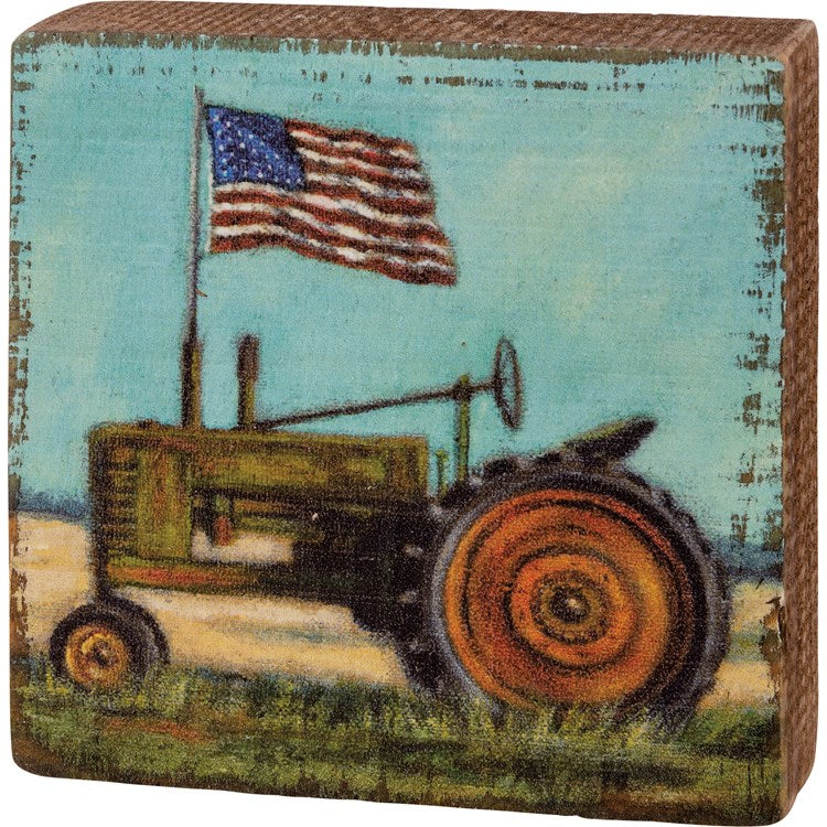 Block Sign - Tractor With Flag