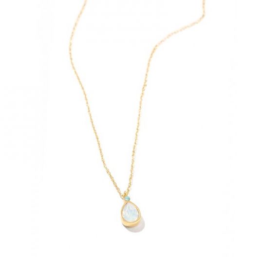 White Opal Teardrop Necklace