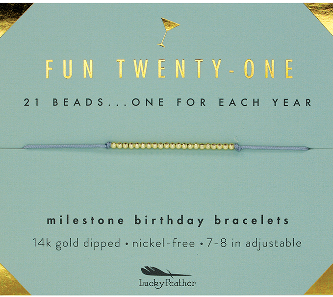 Milestone Birthday Bracelet - GOLD - Fun Twenty-One