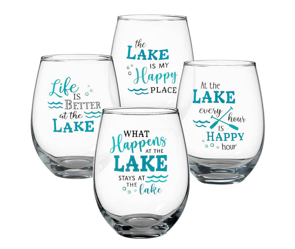 At the Lake Stemless Wine Glass