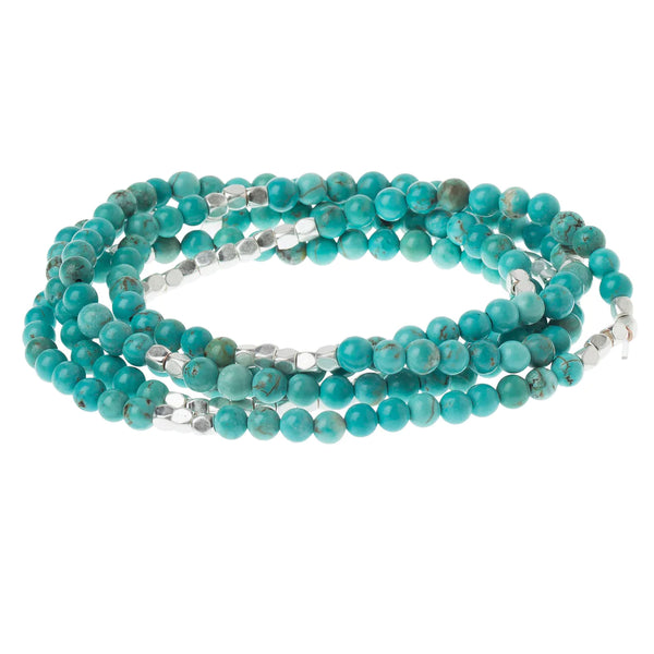 Stone Wrap Bracelet/Necklace Turquoise/Silver- Stone of the Sky