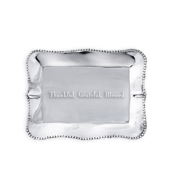 Pearl Denisse Rectangle Engraved Tray - Thankful, Grateful, Blessed