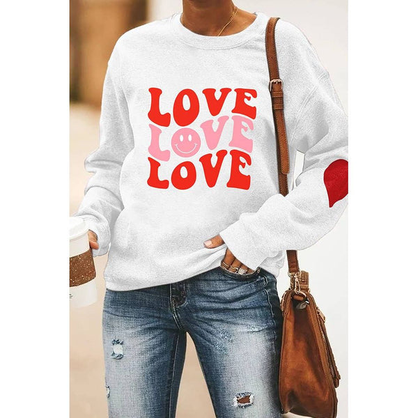Valentines Day Heart Pullover Sweatshirt: White