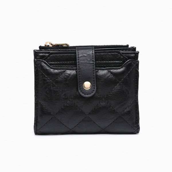 Melody Quilted Zip Top Wallet: Black