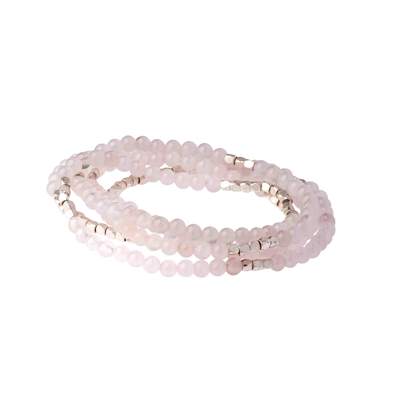 Stone Wrap Bracelet/Necklace Rose Quartz/Silver - Stone of the Heart