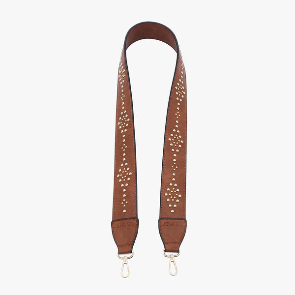 Studded Guitar Strap: Brown