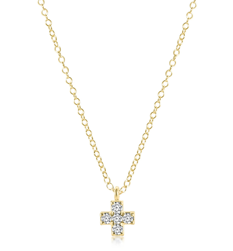 14KT Gold and Diamond Signature Cross Necklace