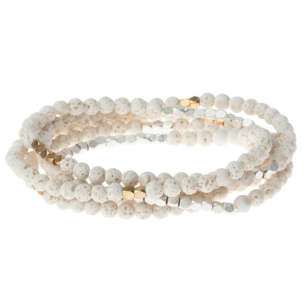 Stone Wrap Bracelet/Necklace White Lava Gold/Silver - Stone of Strength