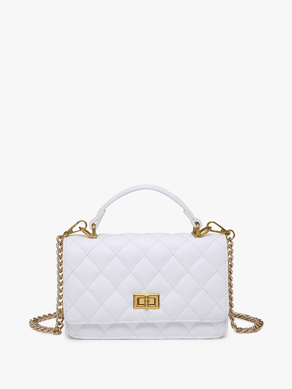 Bali Quilted Chain Crossbody - White