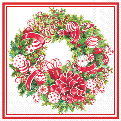 Candy Ribbon Wreath Luncheon Napkins