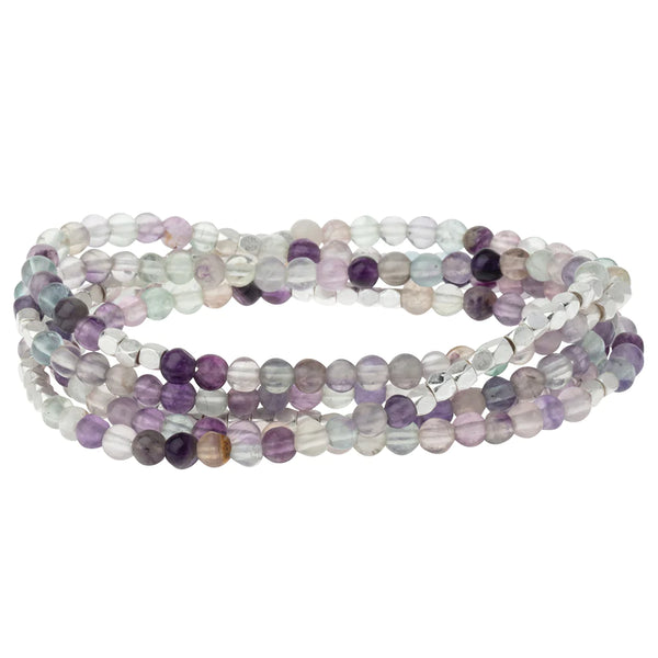 Stone Wrap Bracelet/Necklace Fluorite/Silver - Stone Of Brilliance