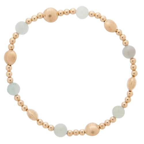 Aquamarine Honesty Gold Sincerity Pattern 6mm bead bracelet