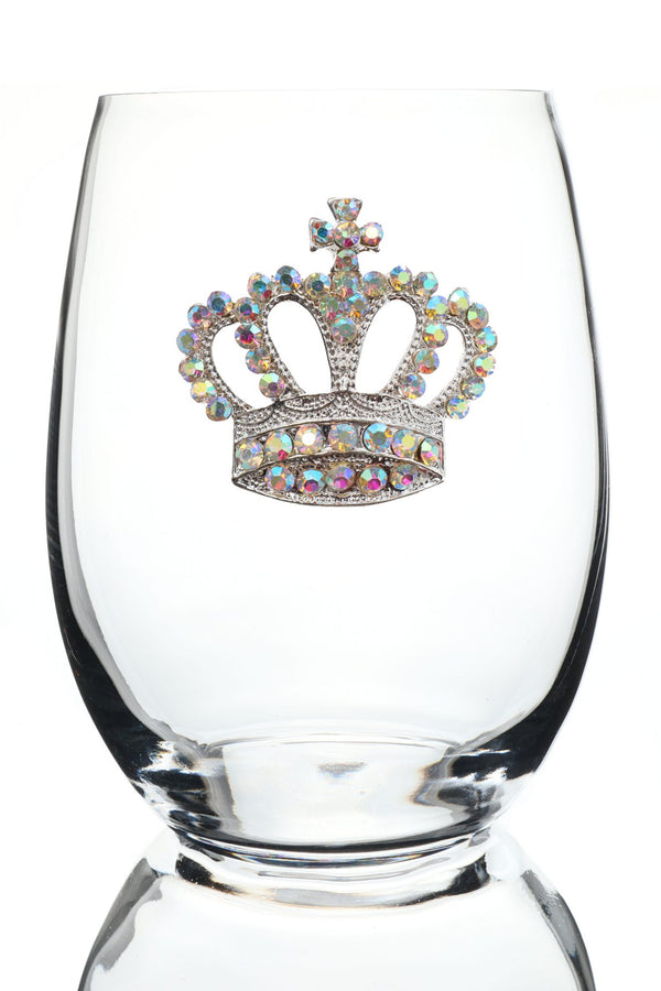 Aurora Borealis Crown Stemless Wine Glass