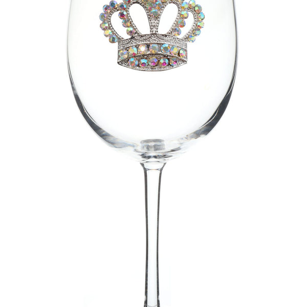 Aurora Borealis Crown Jeweled Stemmed Wine Glass