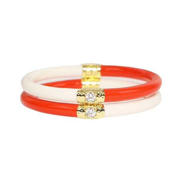 Coral/Ivory Yin & Yang All Weather Bangles Set of 2