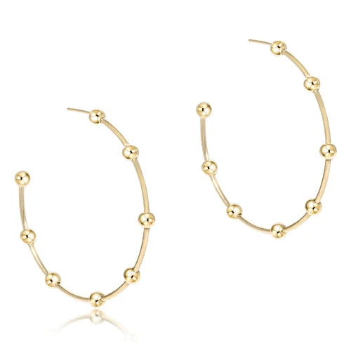 Beaded Simplicity 1.5” Post Hoop - 4mm Gold