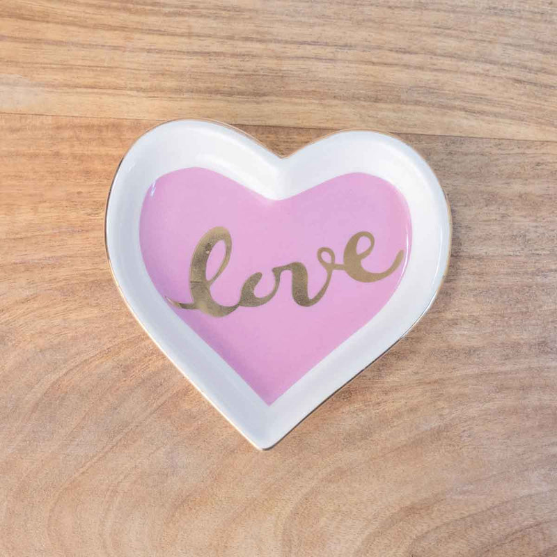 Love Heart Trinket Dish White/Pink/Gold