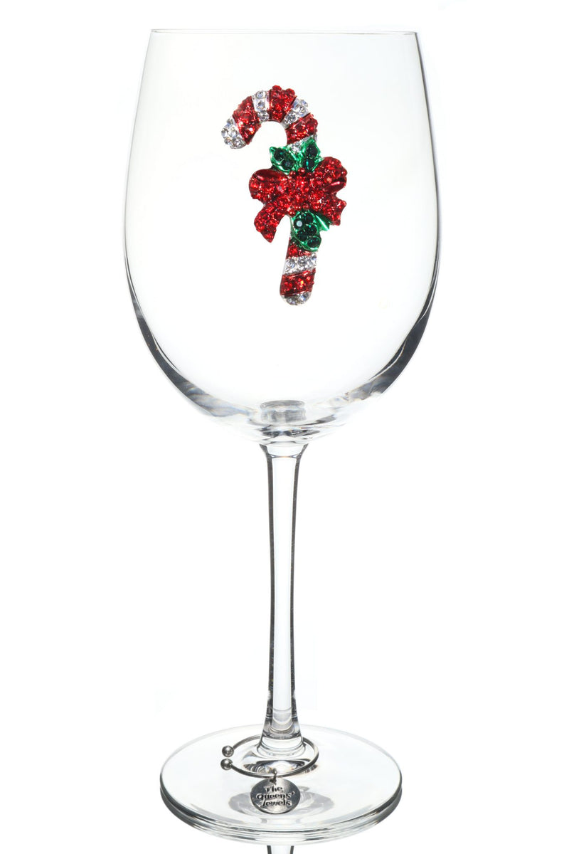 Candy Cane Stemmed Wine Glass