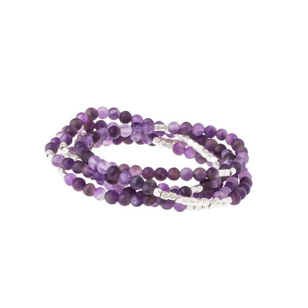 Stone Wrap Bracelet/Necklace Amethyst/Silver - Stone of Protection