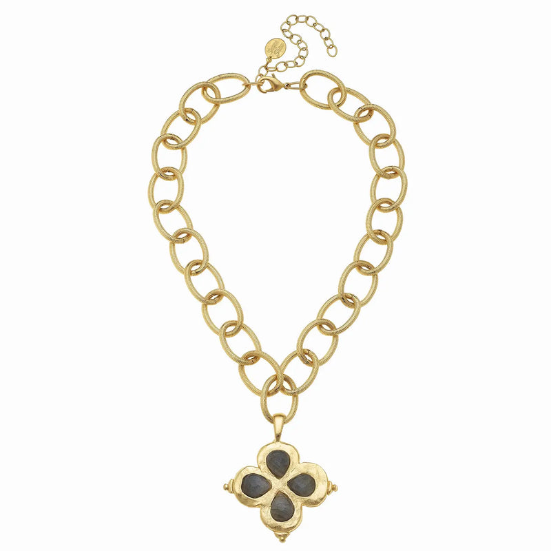 Gold Clover & Labradorite Necklace