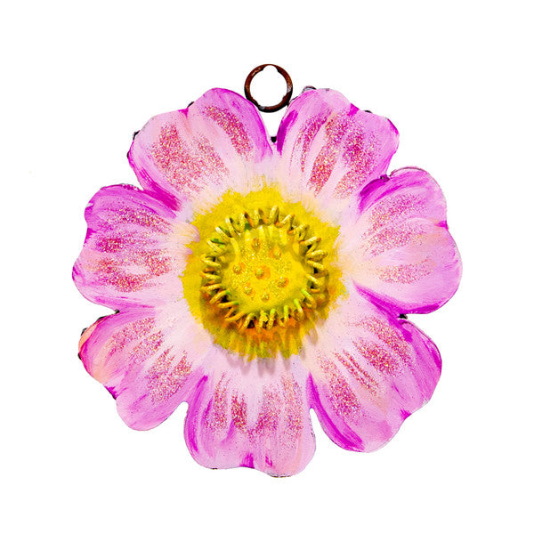 Pink Flower Charm with Grommet