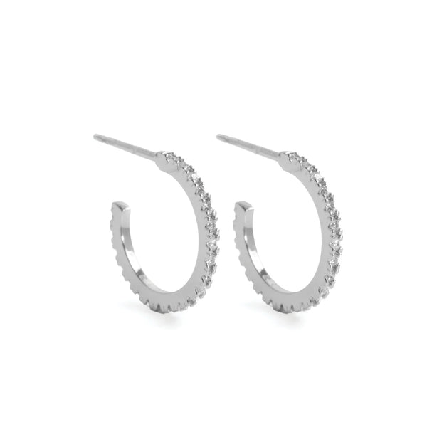 Small Pave Hoop Silver