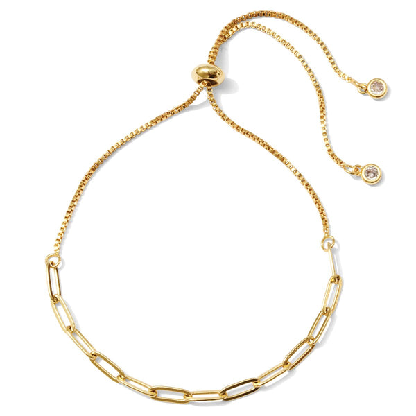 Delicate Link Chain Pulley Gold Bracelet