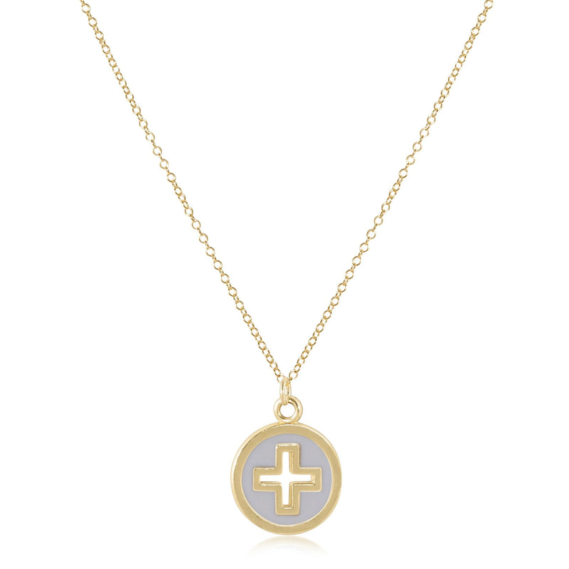 16" Necklace Gold Signature Cross Gold Disc Off White