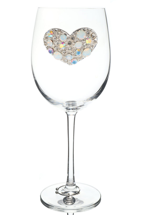 Multi Stone Heart Stemmed Wine Glass